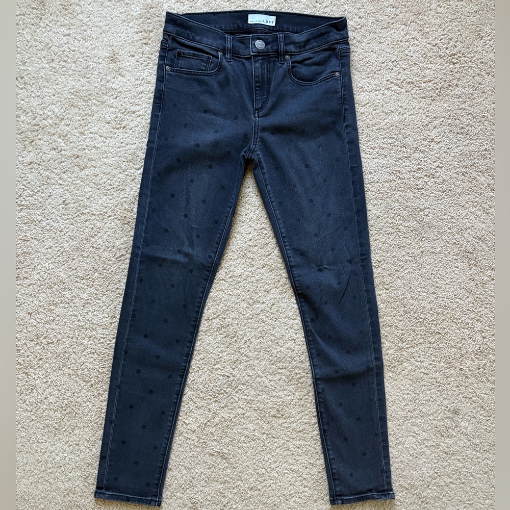 LOFT Women's Black Polka Dot Jeans - Picture 3 of 5
